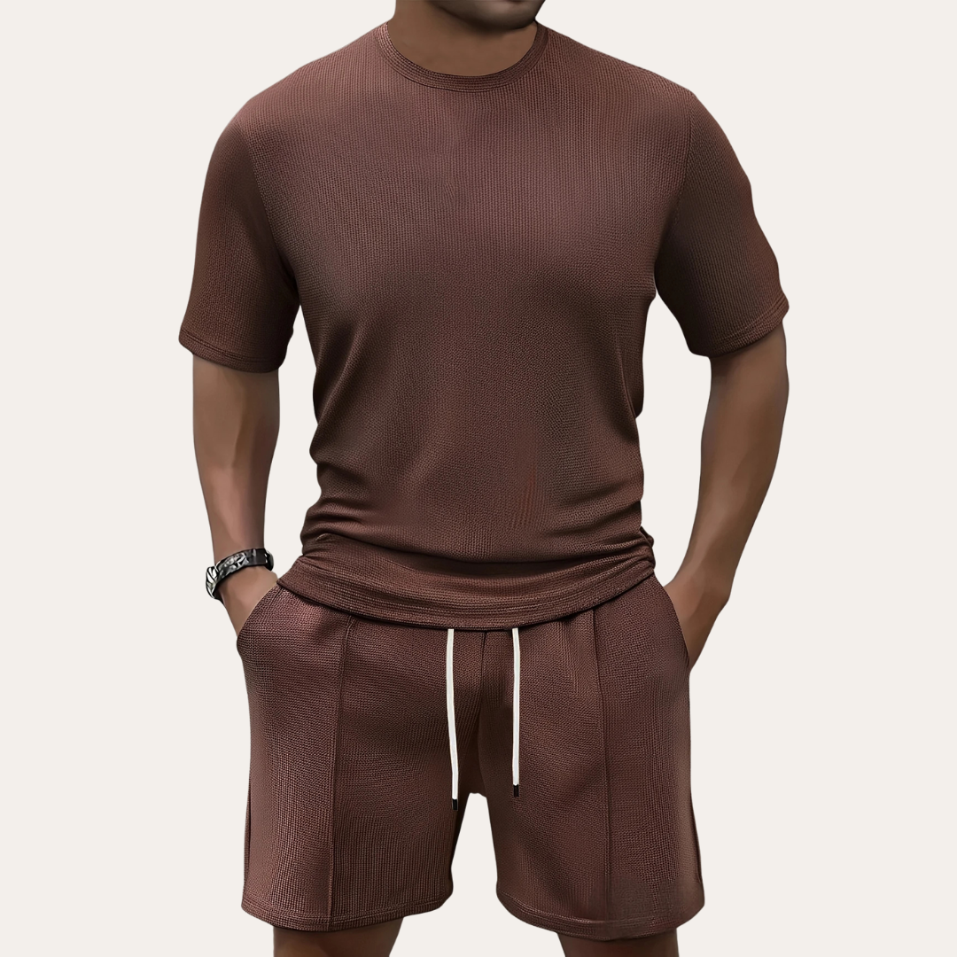 Freizeit Set für Herren T-Shirt und Shorts Set aus leichtem Material mit verstellbarem Bund | Vestea