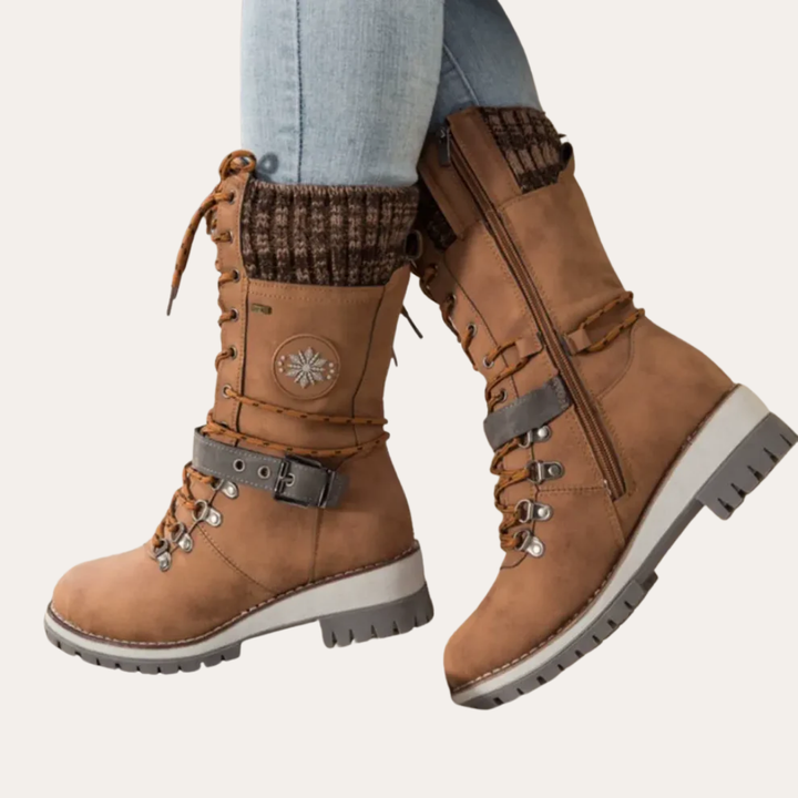 Damen Winterstiefel gefüttert wasserdicht orthopädisch Lederoptik | Vestea