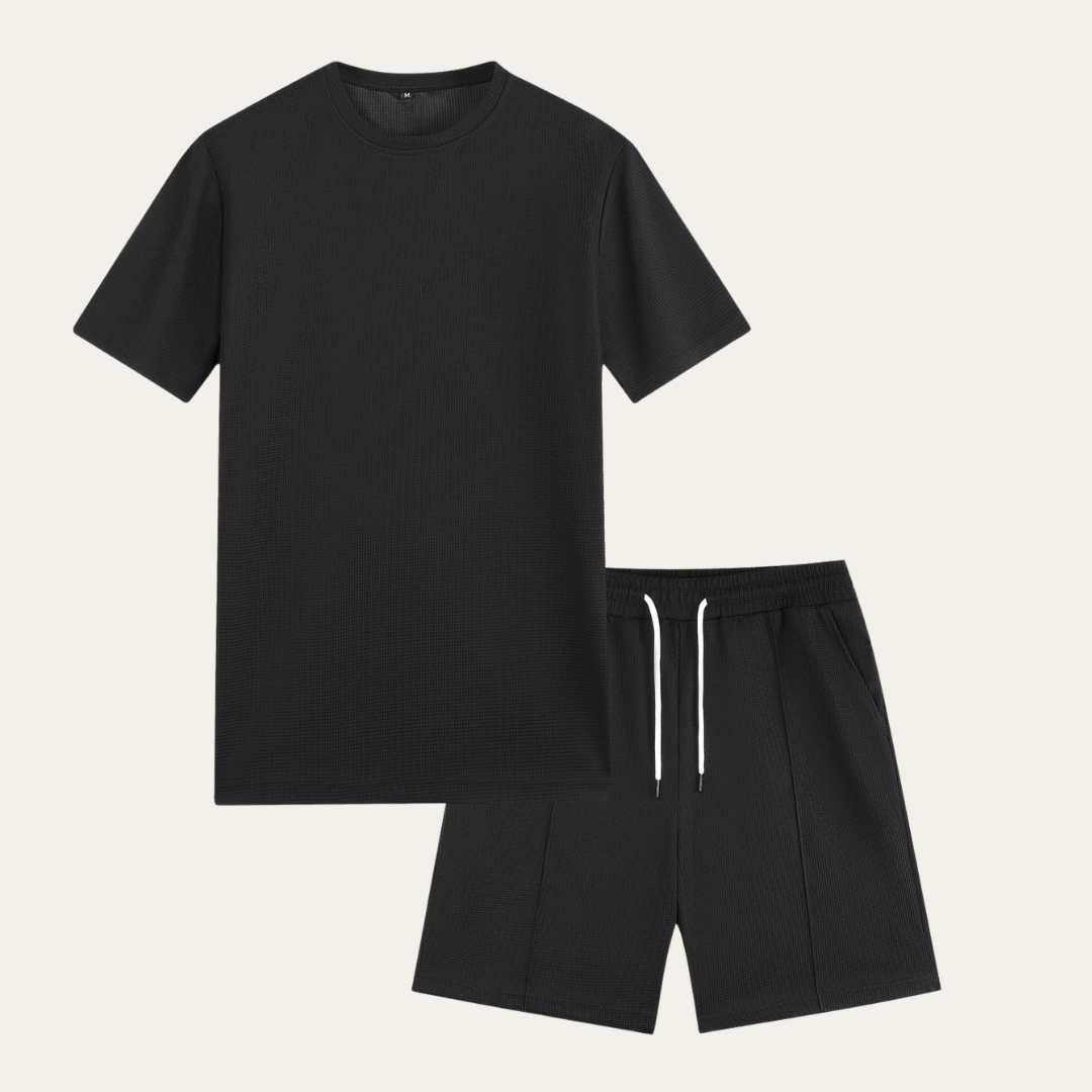 Freizeit Set für Herren T-Shirt und Shorts Set aus leichtem Material mit verstellbarem Bund | Vestea
