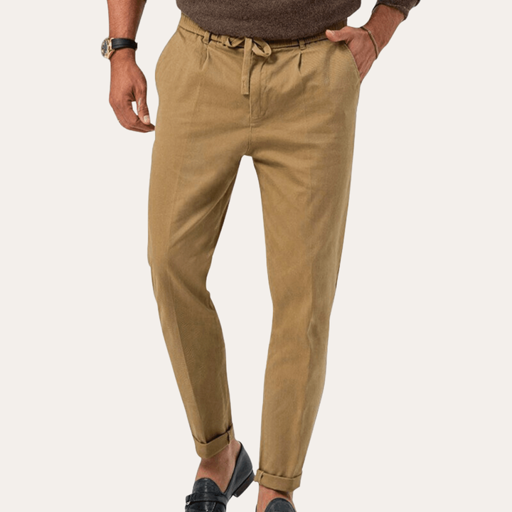Herren Leinenhose Slim Fit mit Komfortbund Freizeit Hose | Vestea