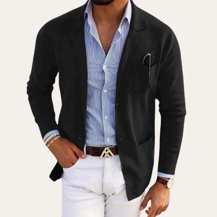 Herren Strickblazer Casual Sakko Leicht Slim Fit für Business Look | Vestea