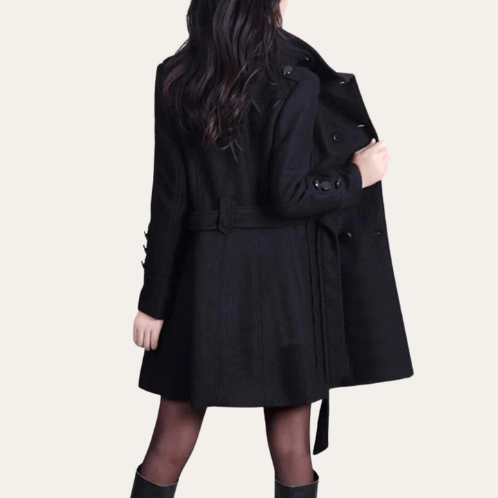 Damen Trenchcoat Wollmix Doppelreiher Gürtelmantel | Vestea