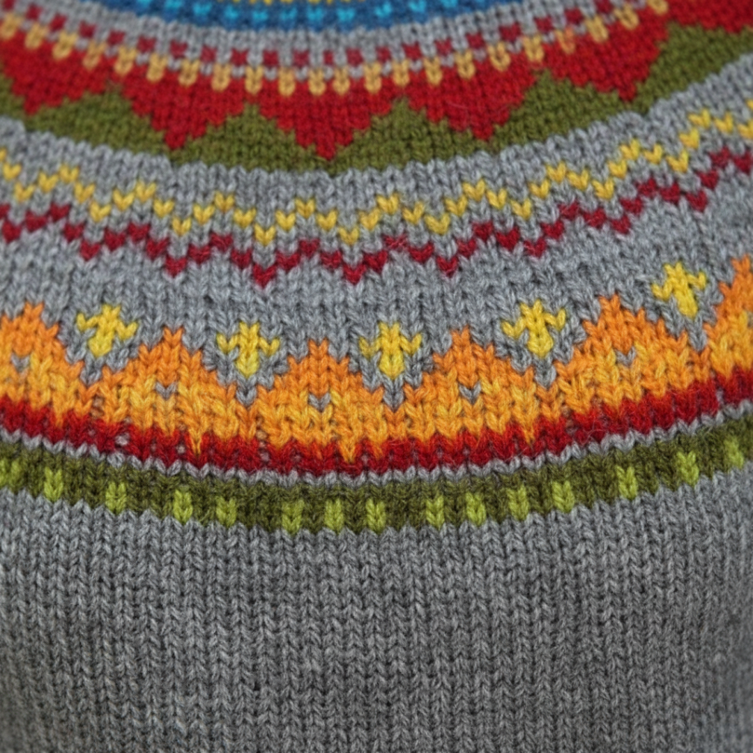 Damen Pullover mit Rundhalsausschnitt und Norwegermuster aus Polyester | Vestea