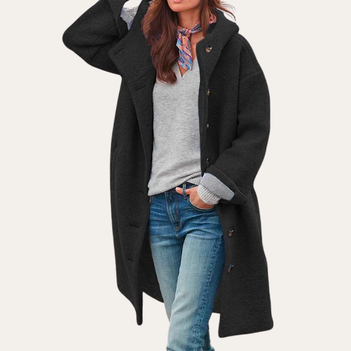 Damen Mantel mit Kapuze Wollmix Wintermode | Vestea