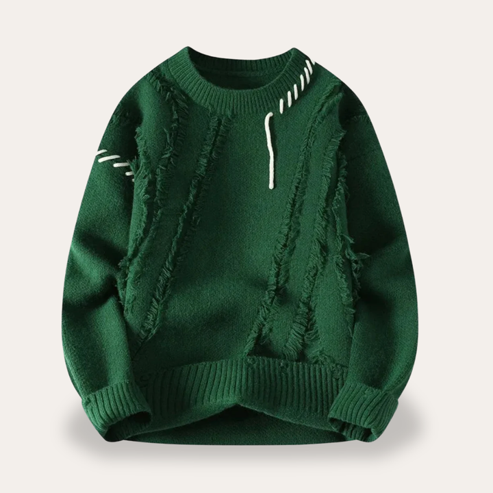 Herren Strickpullover Rundhals mit Stickerei | Vestea