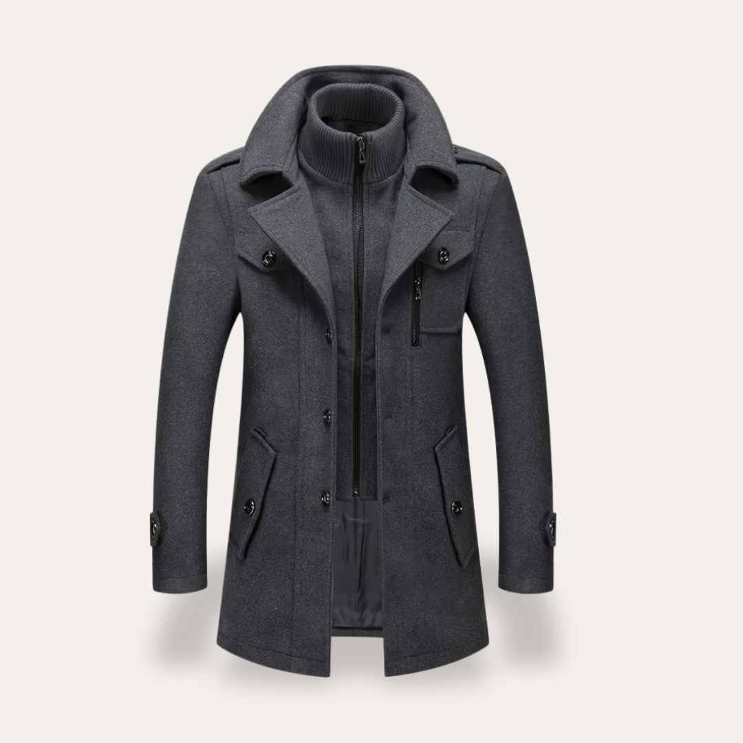 Herren Wollmantel mit Innenjacke Slim Fit | Vestea