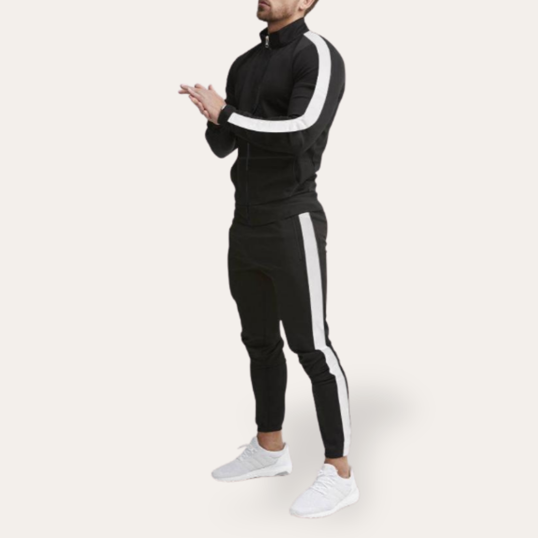 Herren Trainingsanzug mit Reißverschluss Streifen Sport Set | Vestea