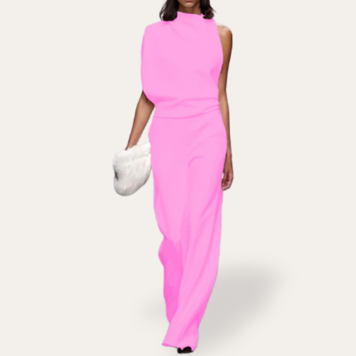 Damen Ein-Schulter Jumpsuit Elegant Weitbein Festlich | Vestea