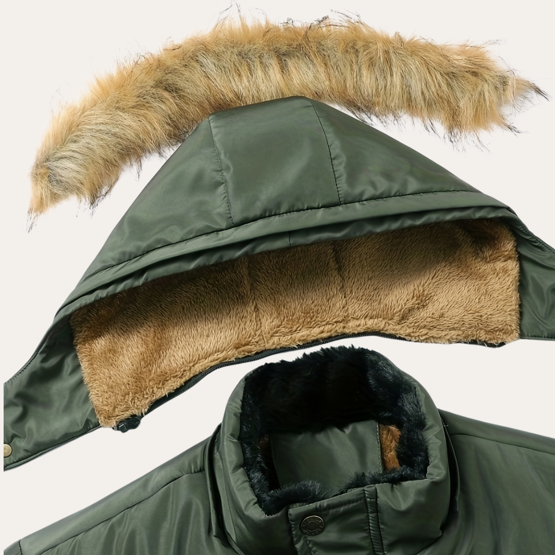 Herren Winter-Steppjacke mit Kapuze Grün | Vestea