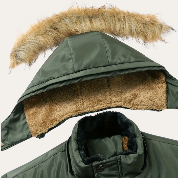 Herren Winter-Steppjacke mit Kapuze Grün | Vestea