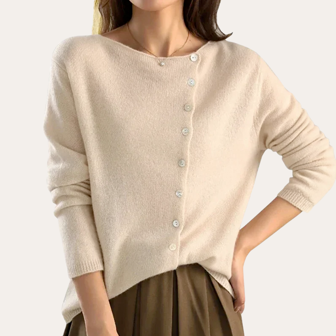 Damen Strickjacke Knopfleiste V-Ausschnitt Kaschmir-Mix Mehrfarbig | Vestea