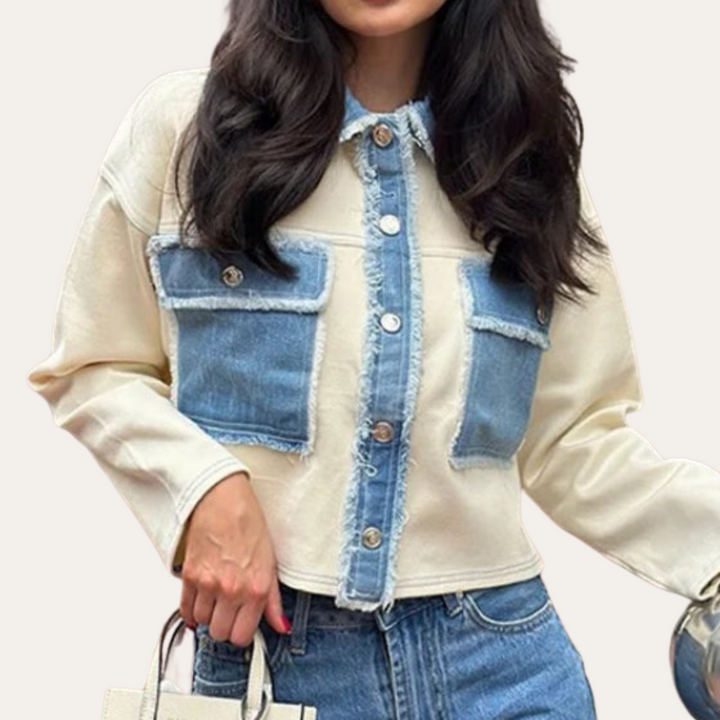 Damen Denim Freizeitjacke mit Fransen | Vestea