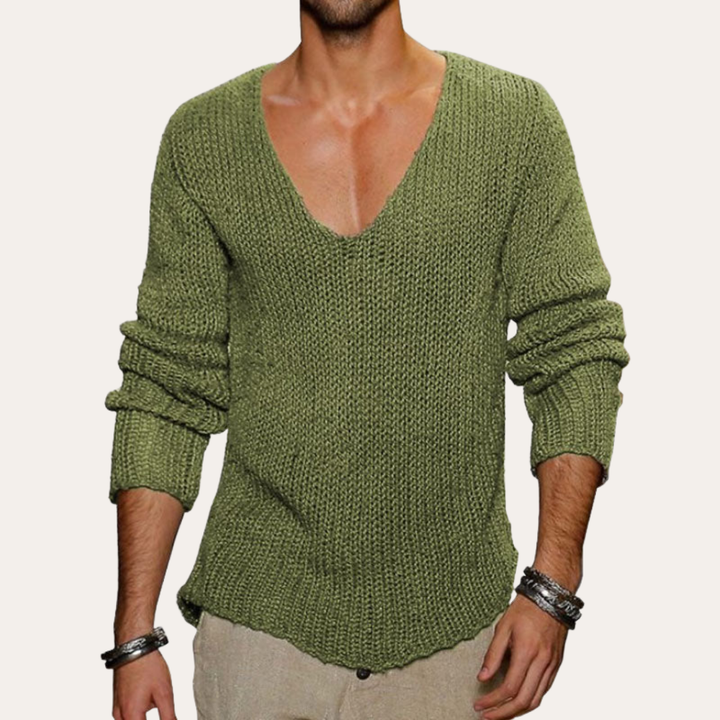 Herren Strickpullover mit tiefem V-Ausschnitt | Vestea