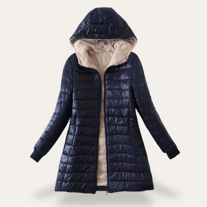 Damen Steppmantel Kapuze Gefüttert Reißverschluss Winterjacke | Vestea
