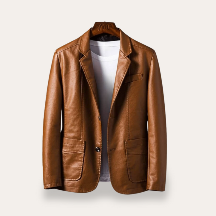 Herren Lederjacke mit Zwei-Knopf-Verschluss | Vestea
