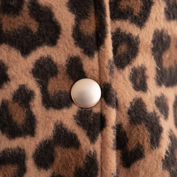 Damenjacke Leopard-Print Shacket aus Wollmischung Oversize | Vestea