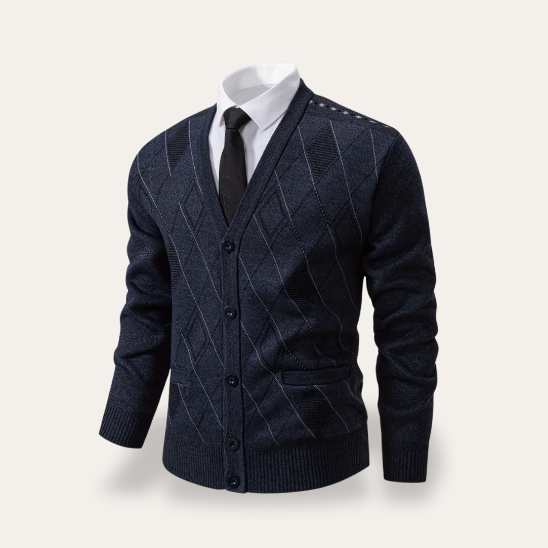 Herren Strickjacke Materialmix Cardigan | Vestea