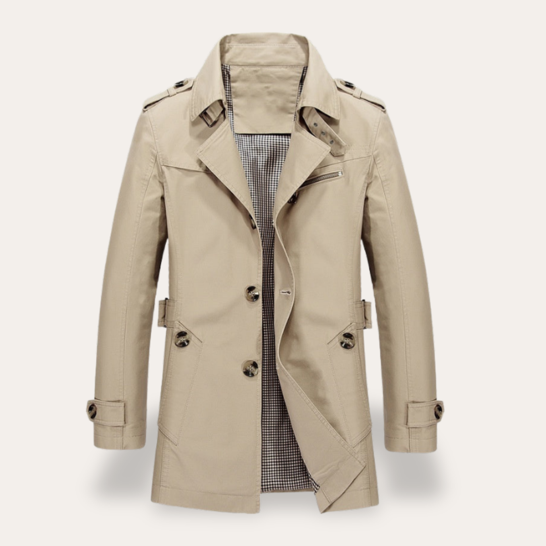 Herren Trenchcoat Mantel Baumwollmix Lang | Vestea
