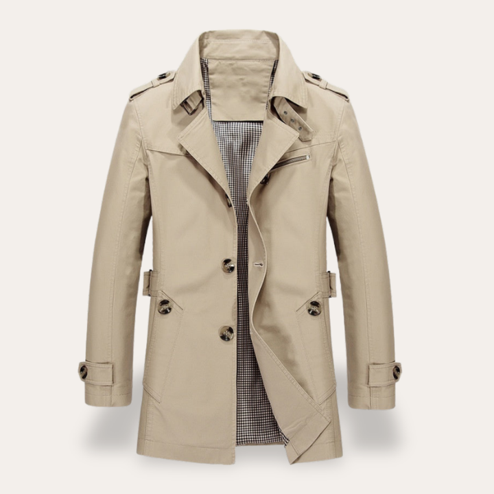 Herren Trenchcoat Mantel Baumwollmix Lang | Vestea