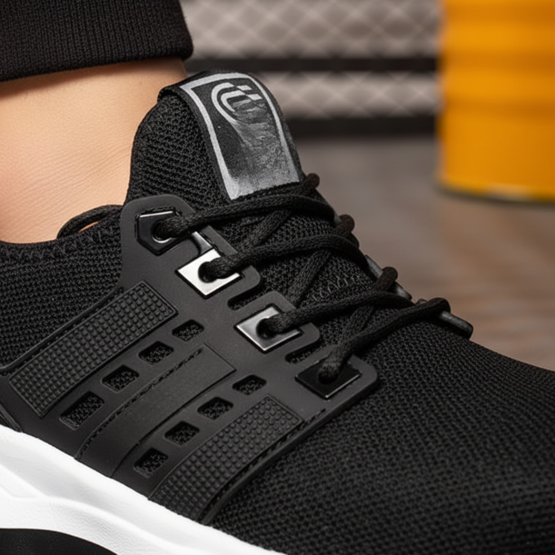 Sneakers Herren Mesh mit Weiß-Schwarzer Sohle | Vestea