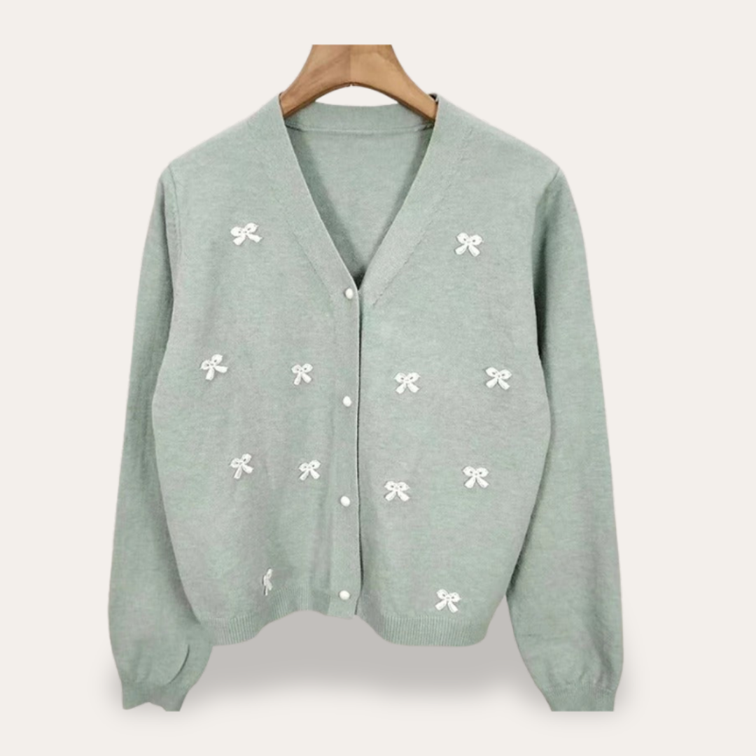 Damen Cardigan mit Schleifenstickerei | Vestea