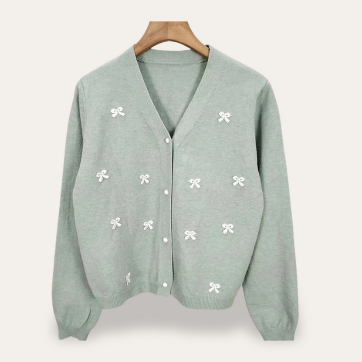 Damen Cardigan mit Schleifenstickerei | Vestea