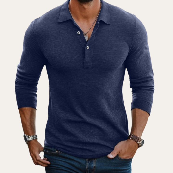 Herren Langarm Polohemd Slim Fit Freizeit Business Hemd | Vestea