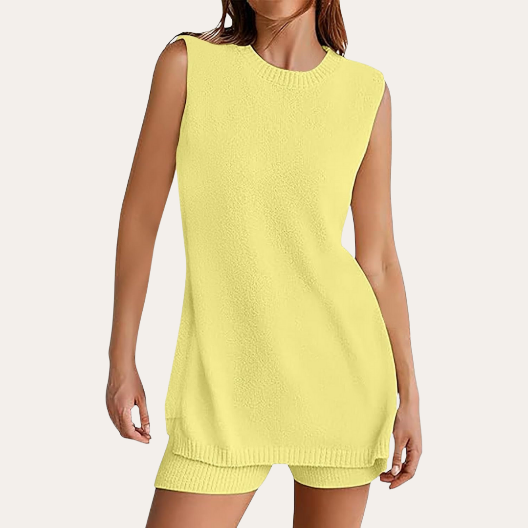 Damen Sportliches Baumwoll-Set mit Shorts | Vestea