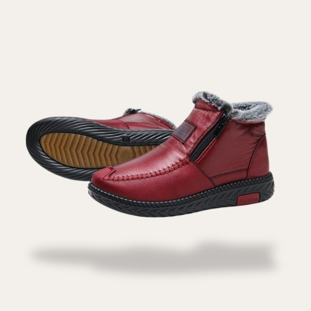 Damen Winterstiefeletten Leder orthopädisch bequem Reißverschluss | Vestea