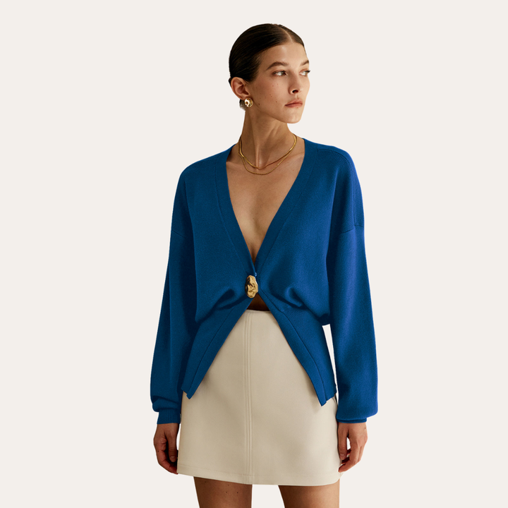 Damen Strickjacke V-Ausschnitt Langarm Cardigan | Vestea