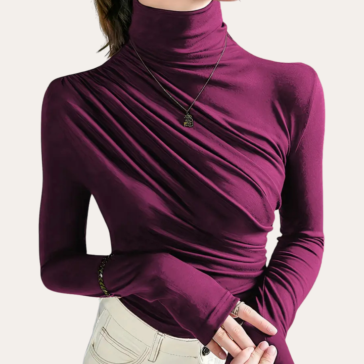 Drapiertes Langarmshirt für Damen | Vestea