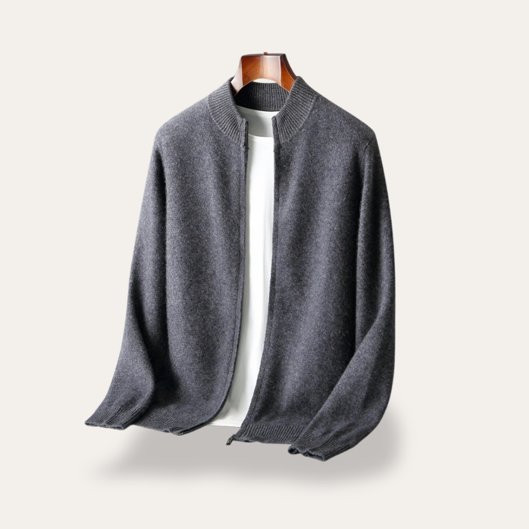 Herren Strickjacke mit Reißverschluss Stehkragen | Vestea