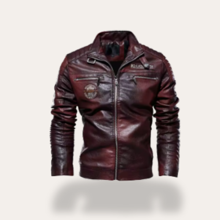 Herren Kunstlederjacke Bikerjacke mit Reißverschluss | Vestea