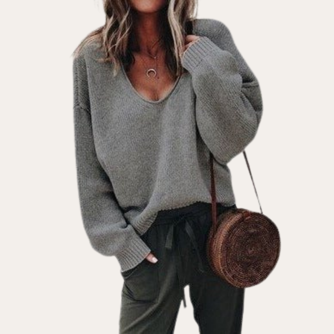 Damen Pullover mit V-Ausschnitt und Oversize Passform | Vestea