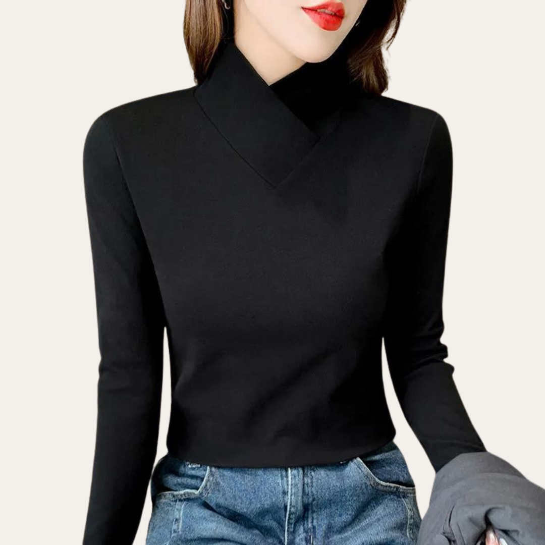 Damen Langarmshirt Stehkragen Büro Freizeit | Vestea