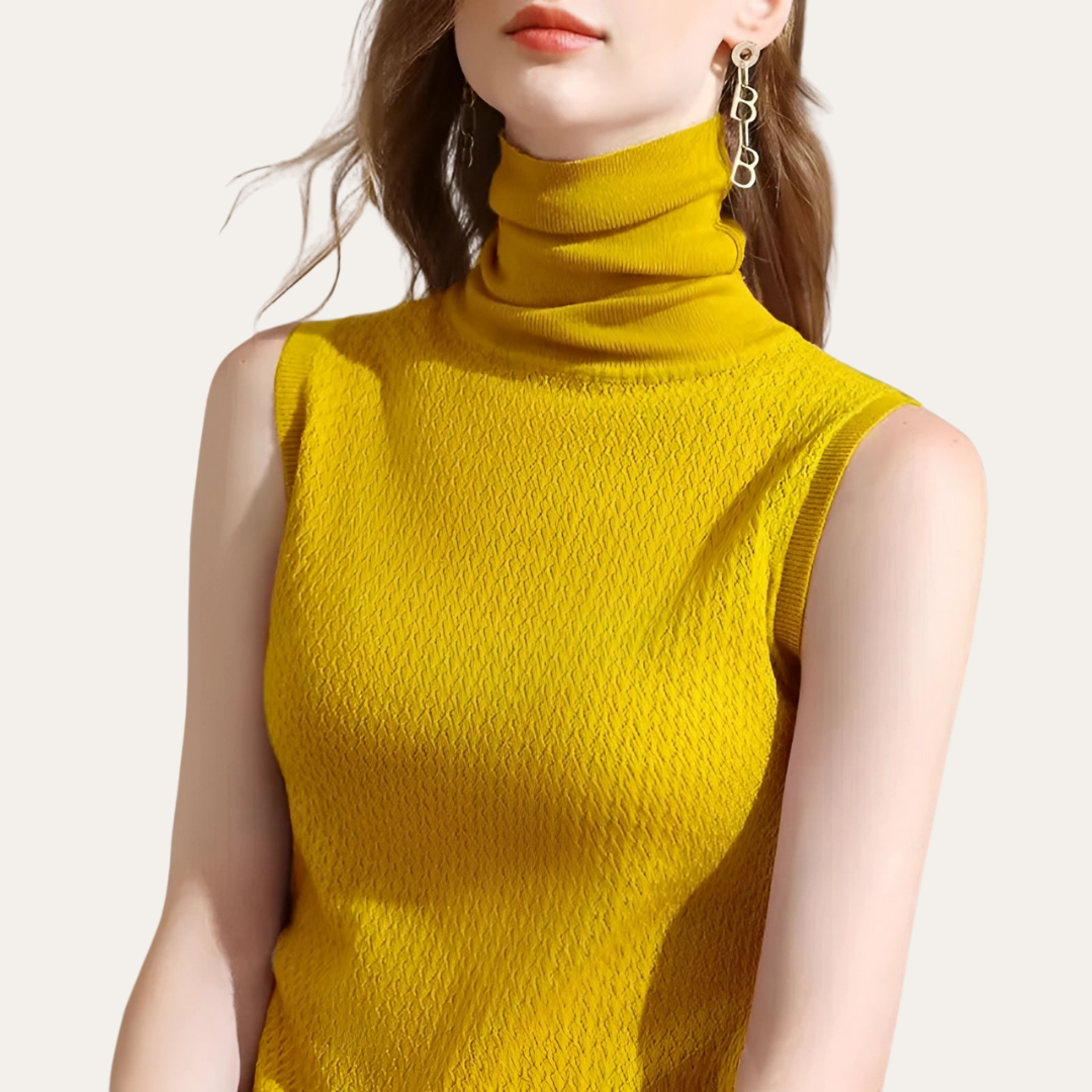 Damen Rollkragen Top Ärmellos Elegant | Vestea