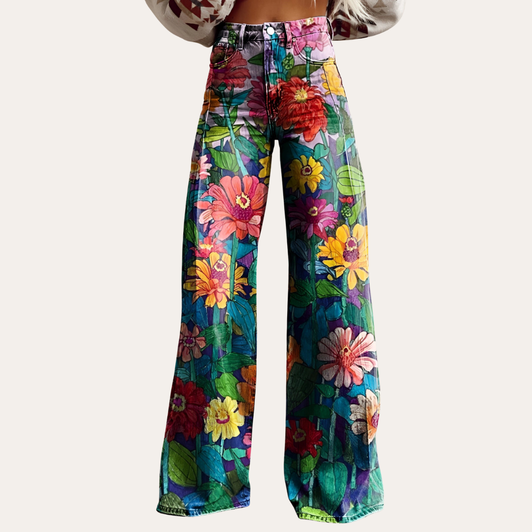 Blumenmuster Schlaghosen für Damen | Vestea