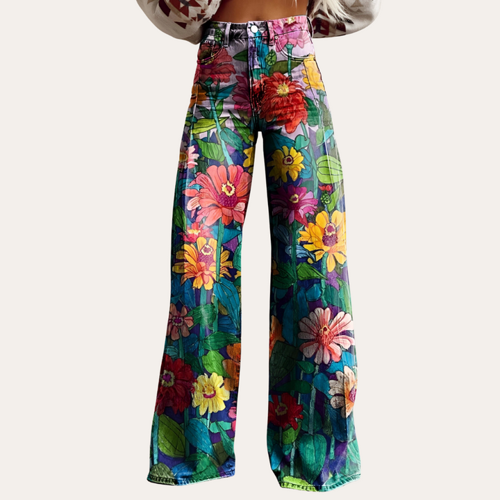Blumenmuster Schlaghosen für Damen | Vestea