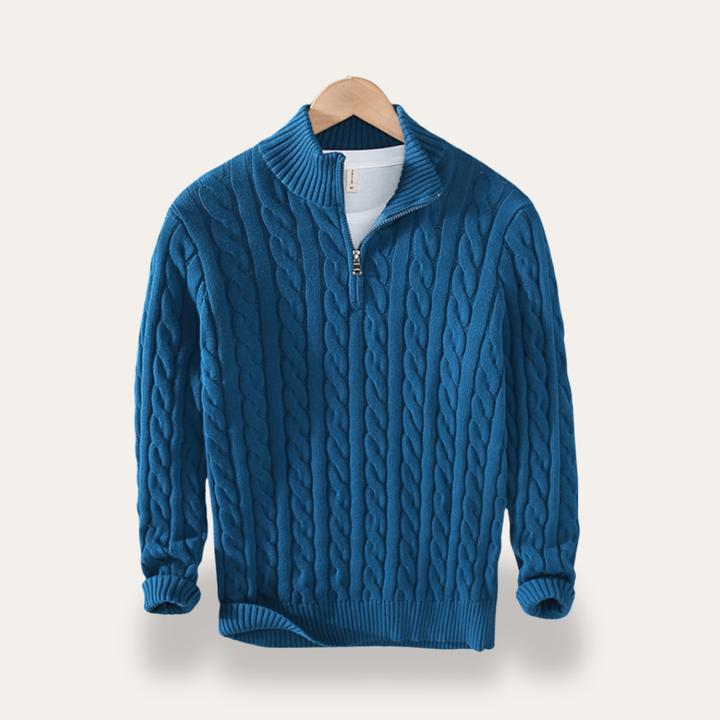 Herren Strickpullover Zopfmuster Halbzip Strickmaterial Freizeit Vestea | Vestea