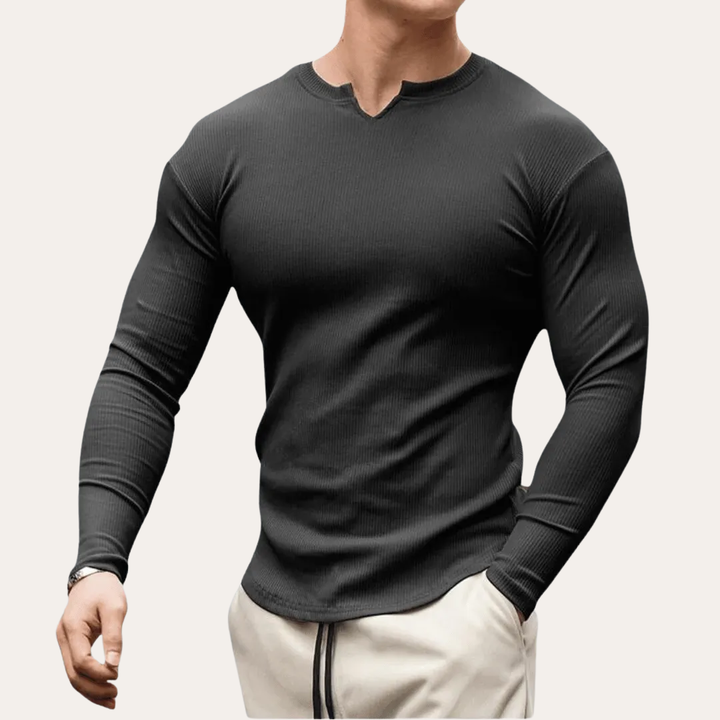 Herren Langarmshirt Slim Fit Rundhals Freizeitmode | Vestea