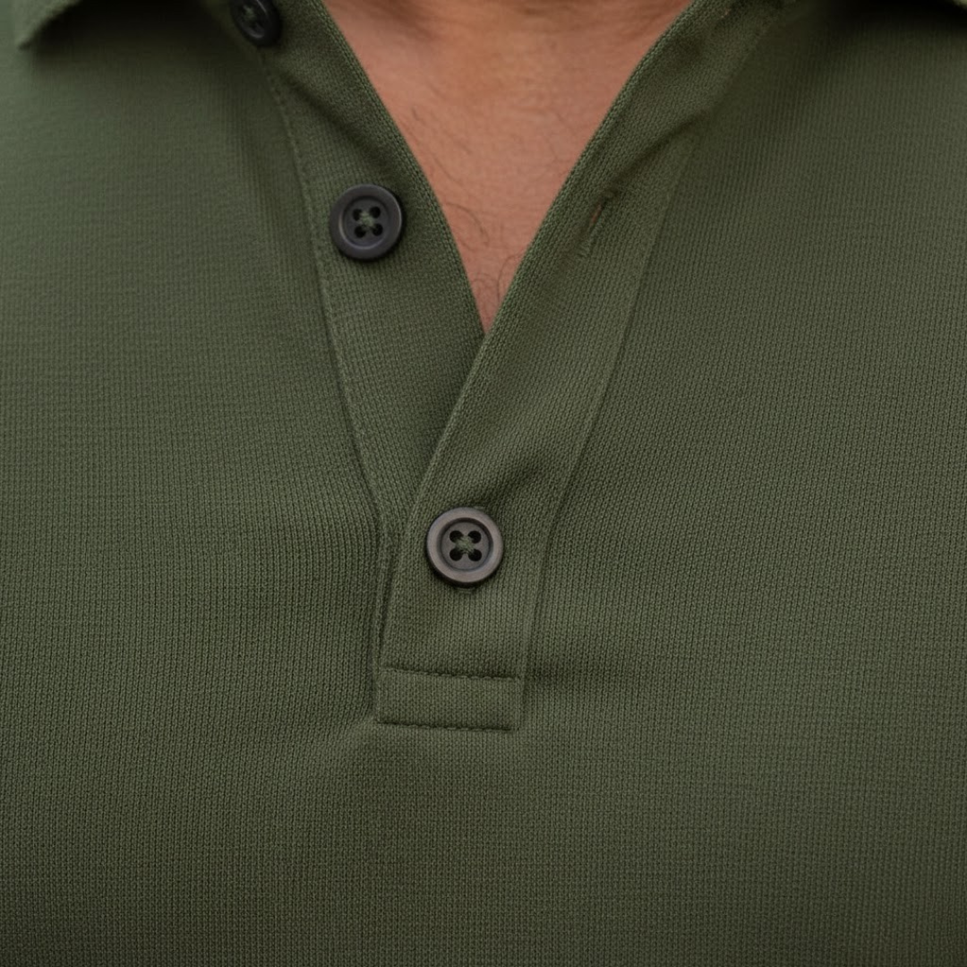 Men Long Sleeve Polo Shirt Polyester Cotton Stretch Autumn Wear