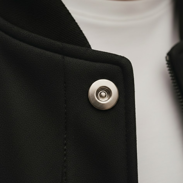 Chaqueta bomber de ante vegano para hombre con cuello acanalado y cremallera