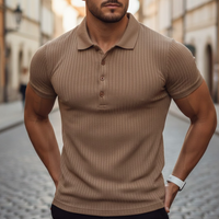 Mens Polo Shirt Short Sleeve Knit Slim Fit Polyester