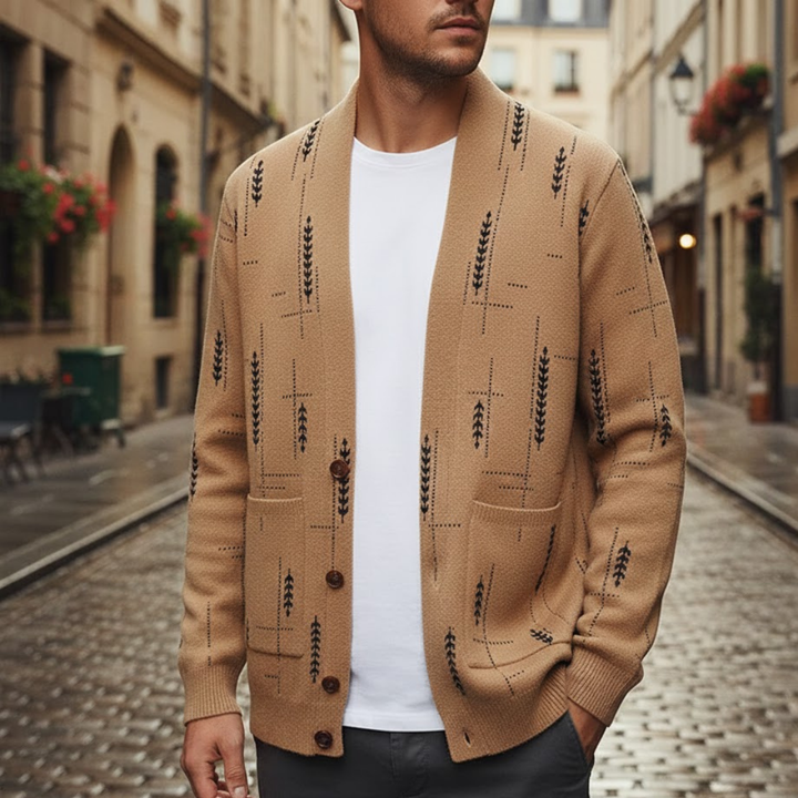 Cardigan tricoté pour homme motif traditionnel automne hiver