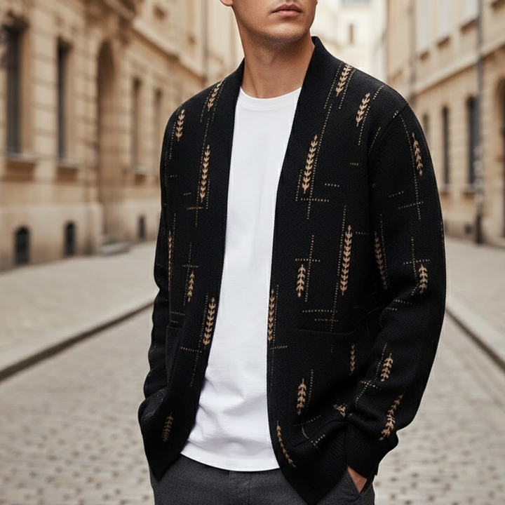 Cardigan tricoté pour homme motif traditionnel automne hiver