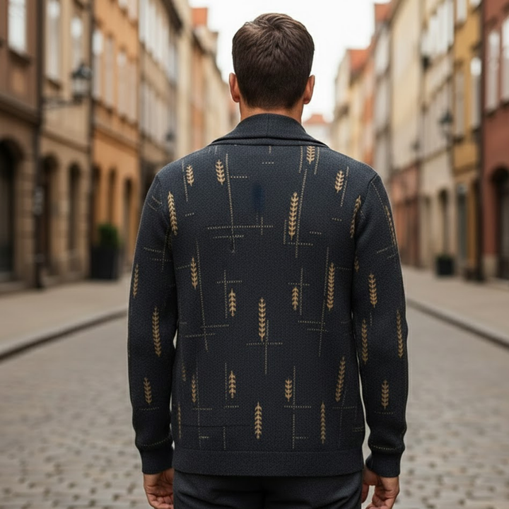 Cardigan tricoté pour homme motif traditionnel automne hiver