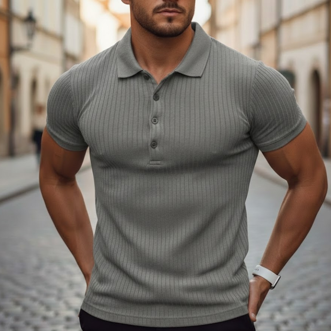 Mens Polo Shirt Short Sleeve Knit Slim Fit Polyester