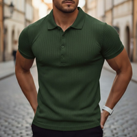 Mens Polo Shirt Short Sleeve Knit Slim Fit Polyester