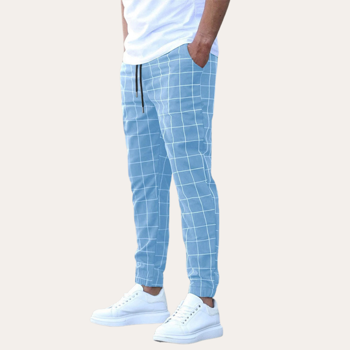 Karierte Jogginghose Herren Bequeme Baumwoll-Freizeithose | Vestea