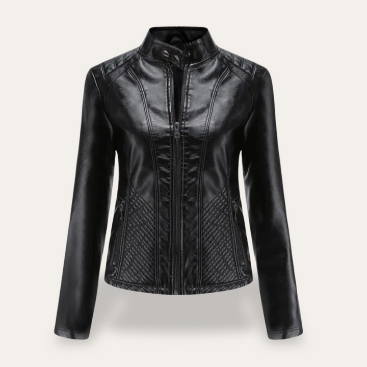 Damen Lederjacke mit Reißverschluss und Taschen | Vestea